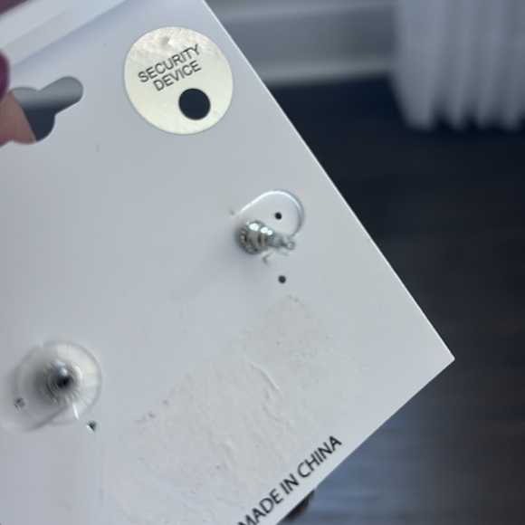 nOir Jewelery post drop earrings, silver tone sand dollar, turquoise faux stones - Picture 5 of 5